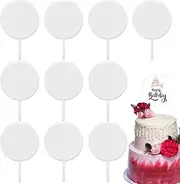 Blank Acrylic Cake Toppers, 10PCS Round Clear Cake Toppers, Clear Circle DIY Birthday Cake Topper, Personalized Cupcake Toppers for Birthday Baby Shower Wedding Decor