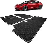 Spurtar for Tesla Model 3 Floor Mats Carpet 2025-2017, Cut Pile Car Floor Mats, Anti-Slip for Model 3, All Weather Protector Automotive, Front & Rear Seat Car Rug 3PCS