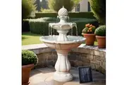 Gardeon Solar Water Feature 3-Tier Fountain with Pump Kit Bird Bath 93CM Ivory