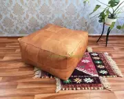 Leather New Moroccan Ottoman Pouffe Footstool Handmade Amazing Unstuffed