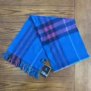 TUMI 100% Baby Alpaca Plaid Fringed Scarf Made In Peru NWT