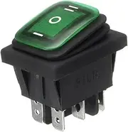 CZKE ON-Off-ON 6 Pins 16A 20A 125V 250V AC Car Boat Led Light Rocker Toggle Switch Latching Waterproof Three Positions(Green)