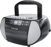 Portable Top-Loading CD Boombox with AM/FM Stereo Radio and Cassette Player/Reco