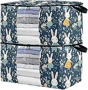 sanluoli 60L 2 Pack Under Bed Shoe Storage Containers with Reinforced Handles, clear window Closet Storage Bag
