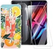 ESACMOT Summer time Pattern Case Compatible with ZTE Nubia Red Magic 6 Pro + [2 Pack] Screen Protector Tempered Glass, Shockproof Case Cover for ZTE Nubia Red Magic 6 (6.8 inch)