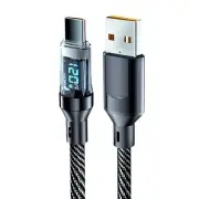 120W USB-A to Type-C Cable with Digital Display Fast Charging Data Transmission Copper Core Line 1M/2M Long for iPhone 1