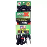 ProX XC-DPXM05 5"FT Dual 1/4" TS to Dual XLR Male Cable