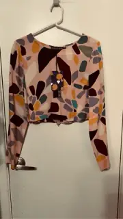 Mister Zimi $229 Collette Crop top Blouse SZ 12 New Zip Back