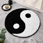 Yin Yang Bath Mat for Bathroom Floor, Circle Black and White anti Slip Bath Rug,