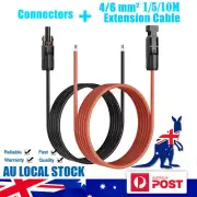 AU 1/5/10/M Black+Red Solar Panel Extension Cable Wire+Connector 4/6mm²