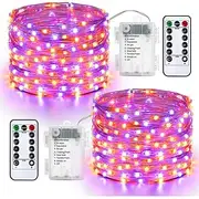 2 Pack Solar String Lights Christmas Outdoor Decoration 10m 33ft 100LEDs Solar Fairy Copper Wire Lights Battery Operated 8 Modes Waterproof Remote Control for