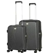 Volair Vmax Hardside 2 Piece (Medium + Cabin) EXP Spinner Suitcase Set Black