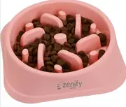 Dog Bowl Slow Feeder - Large 500ml Healthy Eating Pet Interactive Feeder with Anti-Skid (Light Pink)