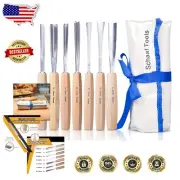 Professional Carving Chisel Set - 7 Piece with Durable Canvas Case & eBook
