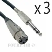 3 Pack - 50ft XLR 3-Pin Female to 1/4" Stereo TRS Shielded Microphone Mic Cable