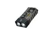 Small Powerful Flashlight with arc Lighter and Alarm Clip on,Super Bright 1000 LM, USB C Rechargeable LED Keychain Pocket Flash Light with COB Side Light(Black)