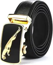 Men's Leather Ratchet Dress Belt with Automatic Sliding Buckle, (3.5cm) Wide Fully Adjustable, Casual,Cowboy,Business & Work Wear