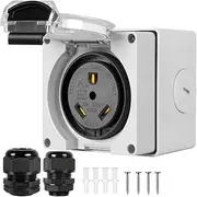 Veulrn 50Amp RV Power Outlet Box,125/250Volt NEMA 14-50R Receptacle,Outdoor Weatherproof for RVs, Generators, Welders