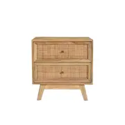 [Sleeping Giant] Tulum Mango Wood and Rattan Bedside Table - 2 Drawer