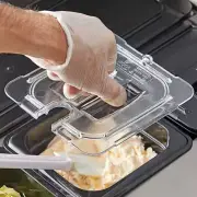12 PACK 1/6 Size SPOON FOOD PAN LID Clear Plastic Steam Prep Table Slotted