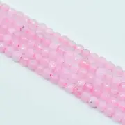 Asingeloo 3mm Faceted Natural Pink Quartz Stone Beads for Jewelry Making Round Gemstone Beads Loose Spacer Beads 15" a Strand