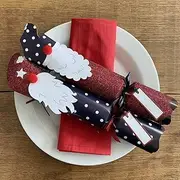 6 Christmas Glitter Gonk Table Crackers, Blue Red Festive Table Crackers, Novelty Party Table Decorations, Christmas Crackers, Dinner Party