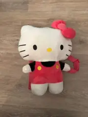 Hello Kitty Backpack Plush Black & Pink 14" Zipper Pouch Sanrio