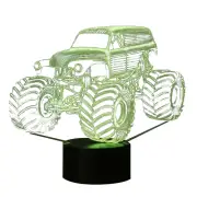 7 Colors Changing Grave Digger Monster Truck 3D Illusion Desk Lamp Night Light