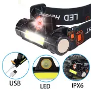 Mini COB LED Headlight USB Rechargeable Headlamp Head Torch Flashlight Outdoor