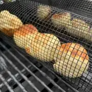 1 Rolling Grilling Basket BBQ Net Tube Round Stainless Steel Grill Mesh Cylinder