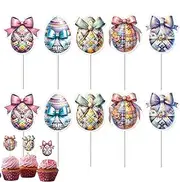 Cupcake Picks Easter - 10-Styles Cute Food Colorful Egg Picks,Easter Day Cake Toppers, Cake Decorations For Baby Shower Party Supplies