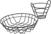 2pcs Multi Use Snack Basket Hollow out Design Iron Food Holder for Restaurant Tableware for Fries Chicken Fruits More