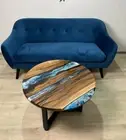 Ocean Wave Round Epoxy Coffee Table | Walnut Wood & Resin Art | Handmade Coastal