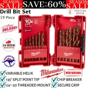 New Milwaukee 19 Piece Drill Bit Set Variable HELIX Cobalt Drilling with Case AU