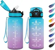 Water Bottle 500 ml, Water Bottle with Straw, Sports Drinking Bottles, Suitable for Carbonated Drinks, Water Bottle with Time Markings, Leak-Proof Water Bottle for School, Boys, Girls, Gym, Picnic