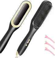 Hair Straightener Brush-Ionic Brush for Women with 5 Black