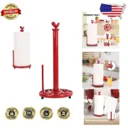 Rustic Red Rooster Paper Towel Dispenser with One-Hand Tear Cast Iron Base
