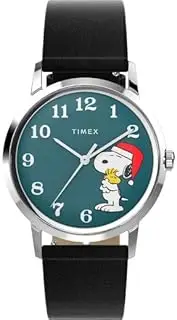 [Timex] Marlin® Hand-Wound x Snoopy Holiday 34mm Leather Strap Watch TW2V63200, Green, strap