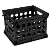 Sterilite Plastic Storage Cube / Mini Crate, 9” L x 7 3/4” W x 6 1/8” H, Black,