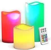 Novelty Place Flameless Candles with Remote, [Real Flickering & Real Ivory Color] Battery Powered LED Pillars Candle with Remote Control and Timer Function - 12 Preset Multi Colors