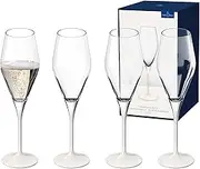 Villeroy & Boch - Manufacture Rock Blanc Champagne Flute Set, 4 pcs. Set of Drinking Glasses for Champagne and Sparkling Wine, 260 ml, Crystal Glass, matt White Slate Look