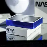 LIMITED EDITION GILDED FOIL SILVER FOIL NASA WORM PLAYING CARDS- NASA BLUE
