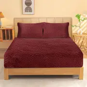 Ramesses Sherpa Fleece Combo Set Burgundy (Single, King Single, Double, Queen, King)