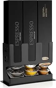 [RECAPS] Coffee Pod Holder Organizer Stand for Stores 30 Pods Compatible with Vertuoline Coffee Pods Capsules Dispenses 3 Coffee Flavors Cast Iron Black Color (Coffee Pods with Sleeve Box are Excluded)