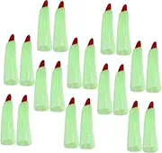 minkissy 20pcs Anti-scratch Covers Foldable Tray Fingernails Square Fake Nails Claws Fake Nails Martian Fingers Cosplay Spooky Fingers Role-playing Fake Nails Trap Plastic Green