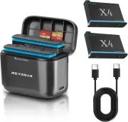 Battery2500mAand Charger for Insta360 X4, 2 Pack Portable Batteries with 2 Ports
