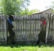 COWBOY AND COWGIRL LEANING WOOD OUTDOOR SILHOUETTE, SHADOW LAWN WOOD YARD ART