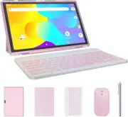 ATOZEE Tablet 2 in 1 Android 14 Tablets with Keyboard 10 inch Tabletas, Pink