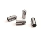50pc Glue-in Cord End Cap Tips, Cord Cover, Stainless Steel, Cylindar, 3mm Hole