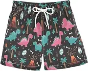 [RPLIFE] Boys Trunks, Anti Chafe Swim Trunks for Boys 2 T, Cute Cartoon Dinosaurs Black